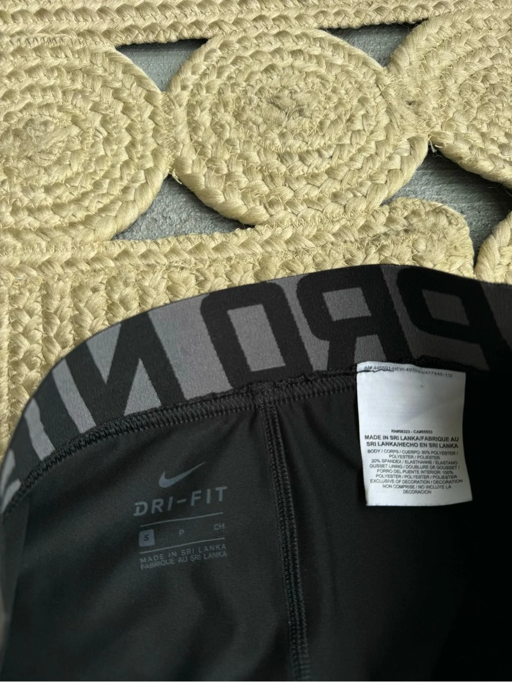 Nike Pro Black Dri-Fit Leggings Wide Waistband Size S